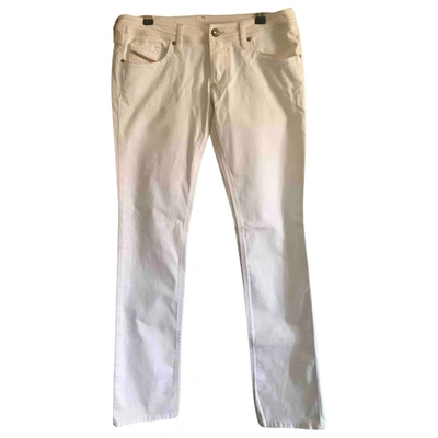 Pre-owned Diesel Slim Trousers In White