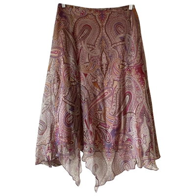 Pre-owned Tara Jarmon Silk Mid-length Skirt In Pink