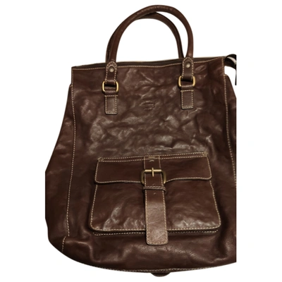 Pre-owned Tommy Hilfiger Leather Handbag In Brown