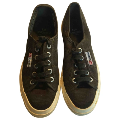 Pre-owned Superga Cloth Trainers In Khaki