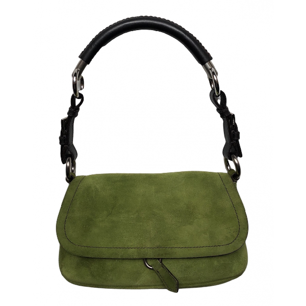 PreOwned Prada Green Suede Handbag ModeSens