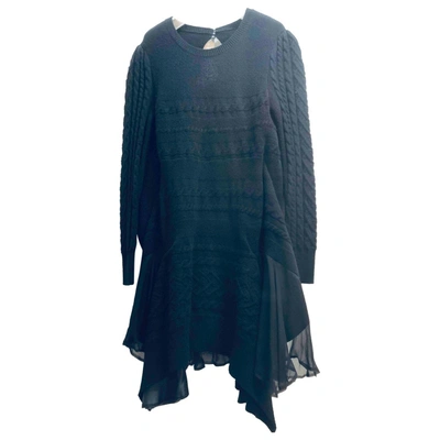 Pre-owned Sacai Wool Mini Dress In Black