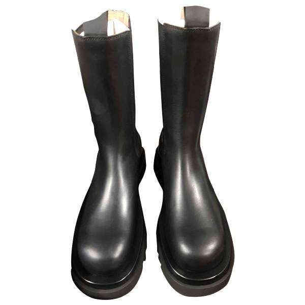 Pre-owned Bottega Veneta Storm Black Leather Ankle Boots | ModeSens