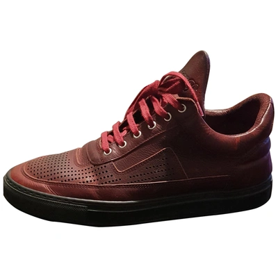 Pre-owned Filling Pieces Leather Trainers In Burgundy