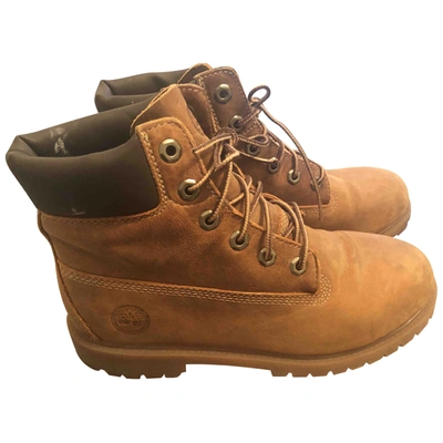 Pre-owned Timberland Lace Up Boots In Camel