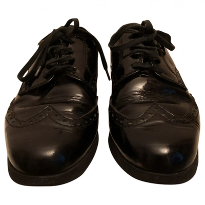 Pre-owned Hogan Patent Leather Lace Ups In Black