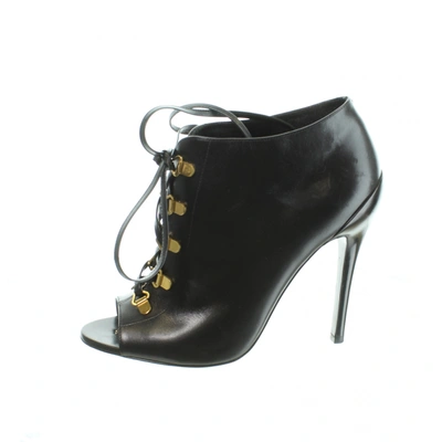 Pre-owned Tom Ford Leather Open Toe Boots In Black