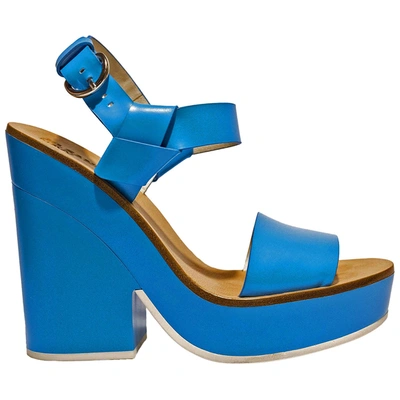 Pre-owned Jil Sander Leather Sandals In Turquoise