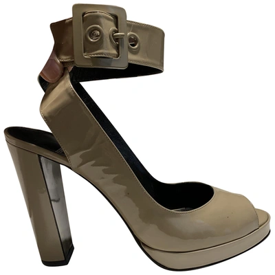 Pre-owned Pierre Hardy Patent Leather Sandals In Beige