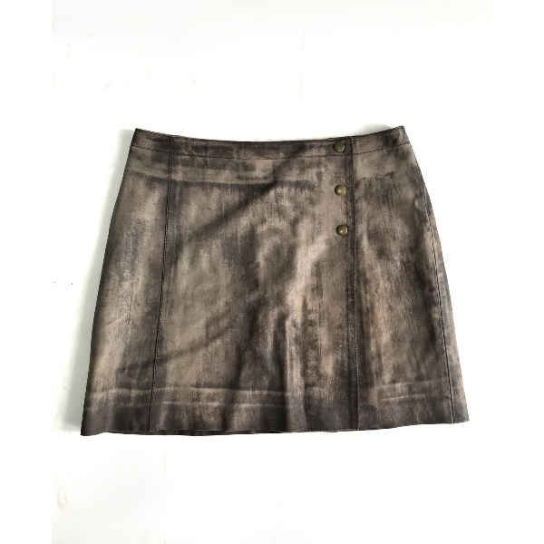 Pre-owned Miu Miu Beige Leather Skirt | ModeSens