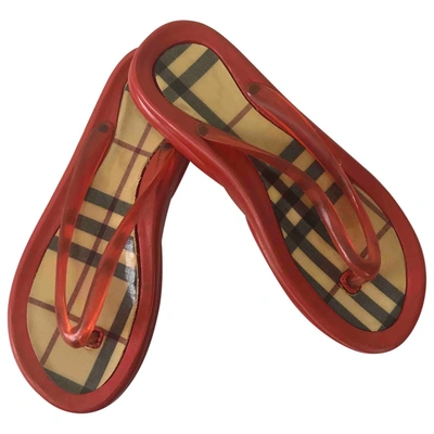 Pre-owned Burberry Flip Flops In Red