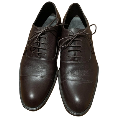 Pre-owned Giorgio Armani Leather Lace Ups In Brown