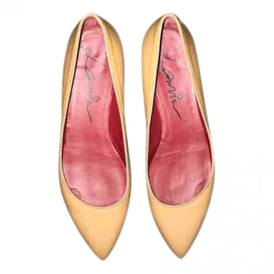 Pre-owned Lanvin Patent Leather Ballet Flats In Beige
