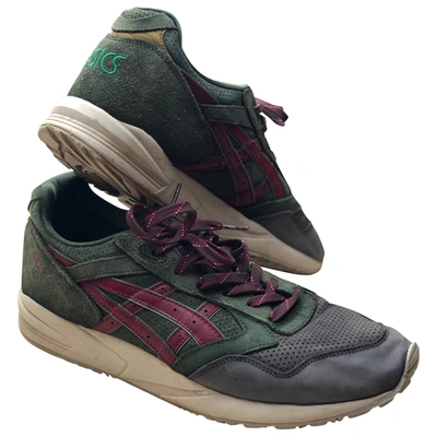 Pre-owned Asics Cloth Low Trainers In Green