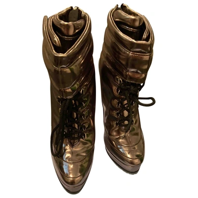 Pre-owned Blumarine Leather Ankle Boots In Silver