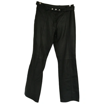 Pre-owned Dolce & Gabbana Leather Straight Pants In Green