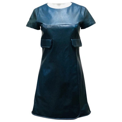 Pre-owned Chanel Leather Mini Dress In Blue