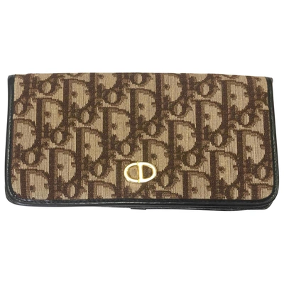 Pre-owned Dior Cloth Wallet In Brown