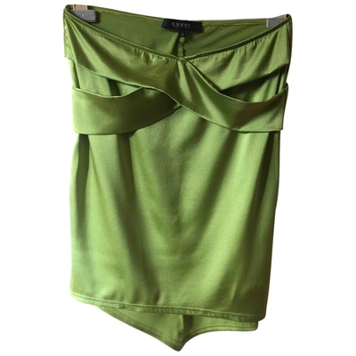 Pre-owned Gucci Silk Mini Skirt In Green