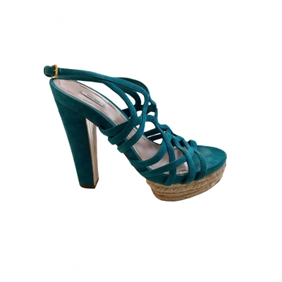 Pre-owned Miu Miu Sandals In Turquoise
