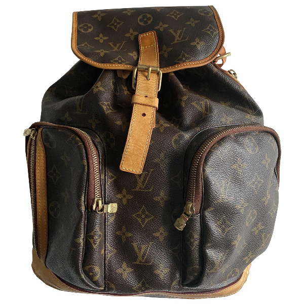 Pre-Owned Louis Vuitton Bosphore Backpack Brown Cloth Backpack | ModeSens