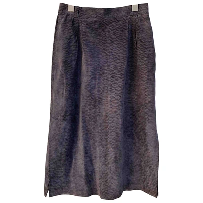 Pre-owned Gucci Leather Mid-length Skirt In Brown
