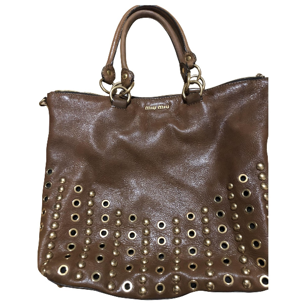 Preowned Miu Miu Brown Leather Handbag ModeSens