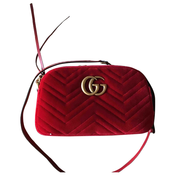 Pre-Owned Gucci Marmont Red Velvet Handbag | ModeSens