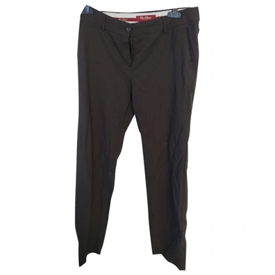 Pre-owned Max Mara Wool Straight Trousers In Brown