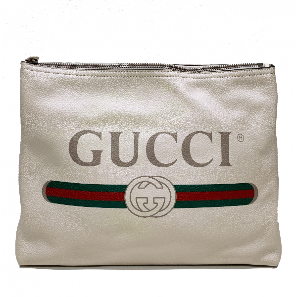Preowned Gucci White Leather Clutch Bag ModeSens
