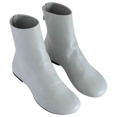 Pre-owned Jil Sander Leather Ankle Boots In Grey