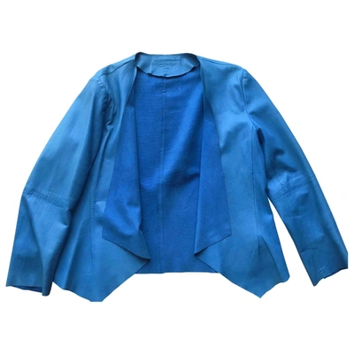 Pre-owned American Vintage Leather Short Vest In Blue