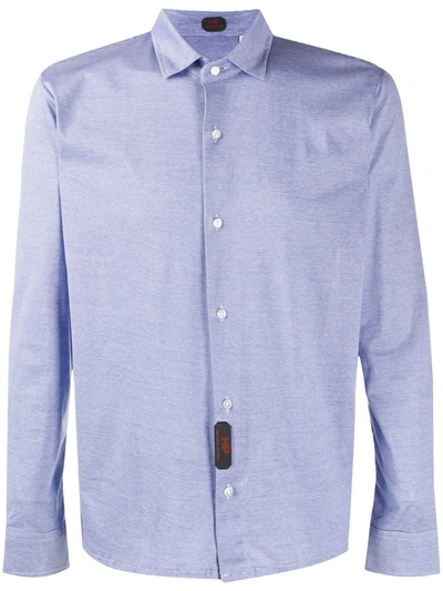 Mp Massimo Piombo Horizontal Striped Longsleeved Shirt In Blue