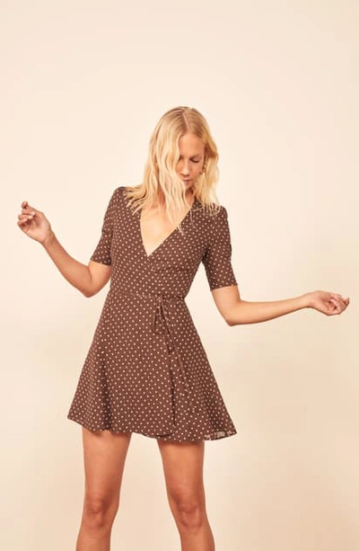 Reformation Lucky Wrap Minidress In Cappuccino