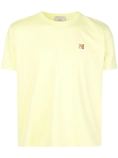 Maison Kitsuné Small Fox Head Patch T-shirt In Yellow