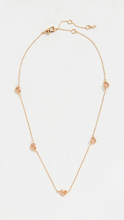 Kate Spade Loves Me Knot Pave Necklace In Clear/gold