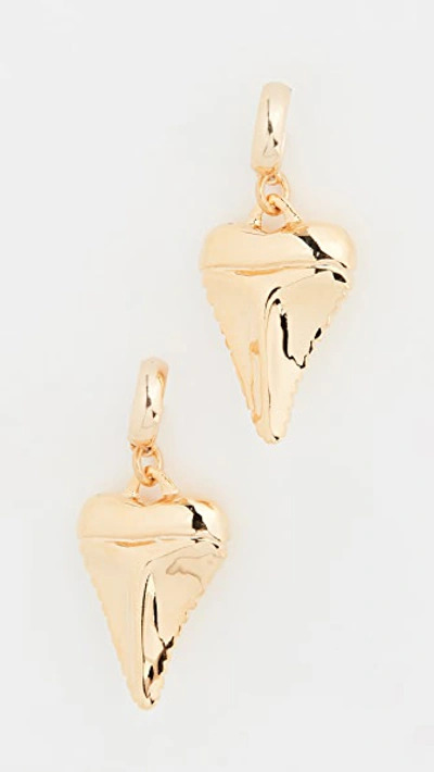 Venessa Arizaga Mini Shark's Tooth Earrings In Gold/brass