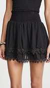 Peixoto Belle Tiered Cotton Miniskirt In Black