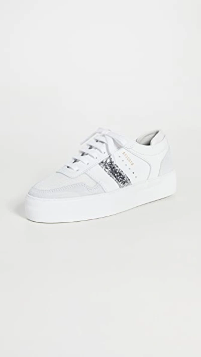 Axel Arigato Detailed Platform Sneakers In White/silver Glitter