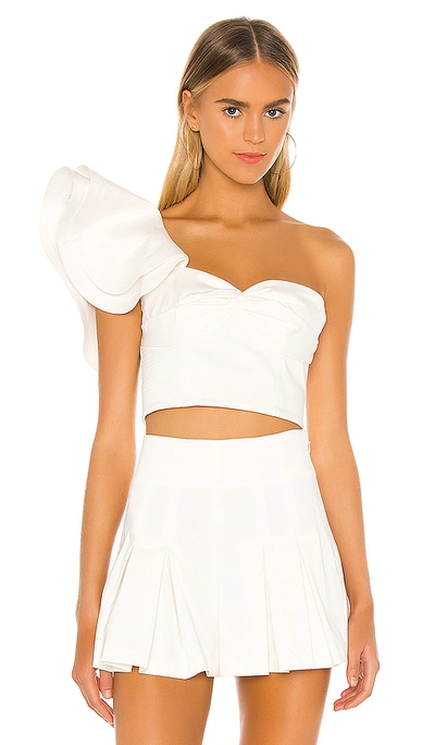 Amur Miray Ruffled One-shoulder Crop Top In White