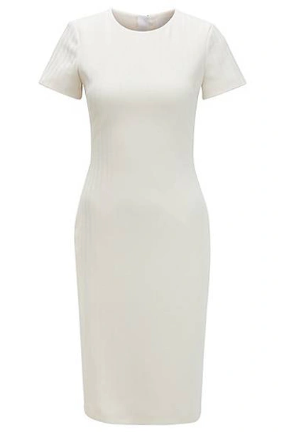 Hugo Boss Dijersa Structured Herringbone Jersey Sheath Dress In Soft Cream