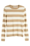 Hugo Boss Fecilia Striped Superfine Merino Sweater In Walnut Fantasy