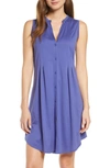 Hanro Cotton Deluxe Button Front Tank Gown In Wisteria