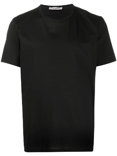 Fileria Plain Crew Neck T-shirt In Black