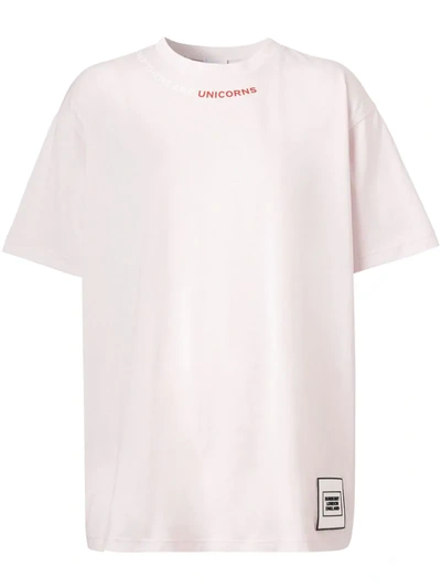 Burberry Quote Print Oversized T-shirt In Pink