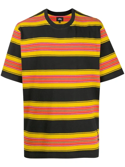 Stussy Oversized Striped T-shirt In Black
