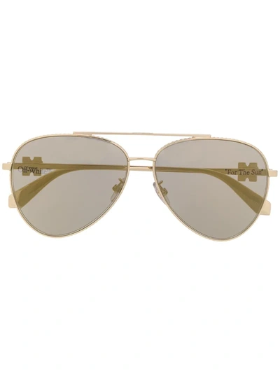 Off-white Aviator-frame Sunglasses In Gold