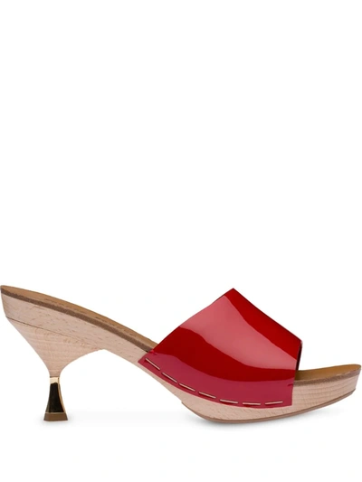 Miu Miu Patent Leather Mules In Red