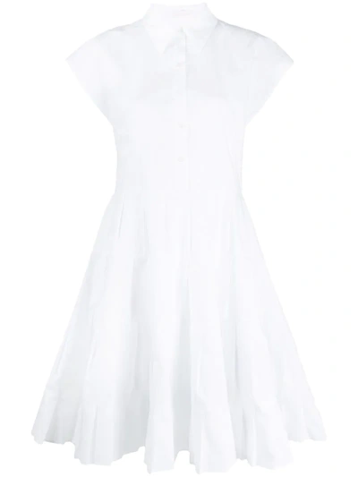 See By Chloé Pleated Panel Flared Shirt Dress In White