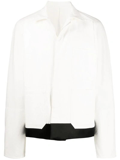 Haider Ackermann Contrast Hem Silk Shirt Jacket In White